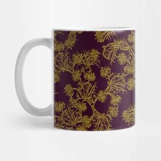 Maroon & Gold Floral Pattern Mug